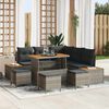 vidaXL Gartensofa-set mit Kissen mit Speicher 9 pcs Grau Poly Rattan