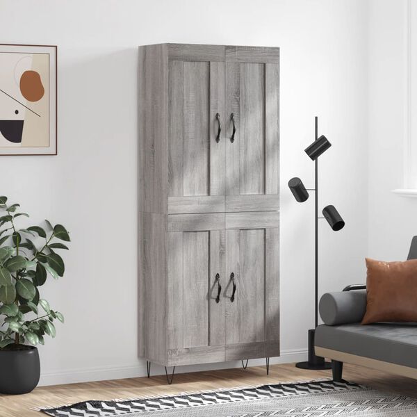 vidaXL Highboard Grau Sonoma 69,5x34x180 cm Holzwerkstoff