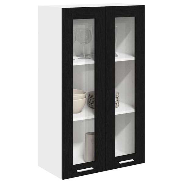 vidaXL H&auml;ngeschrank mit T&uuml;r Riga Schwarz Eichen-Optik 60 x 31 x 100 cm