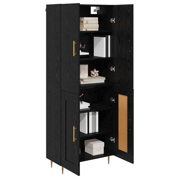 vidaXL Highboard Schwarz Eichen-Optik 69,5 x 34 x 180 cm Holzwerkstoff