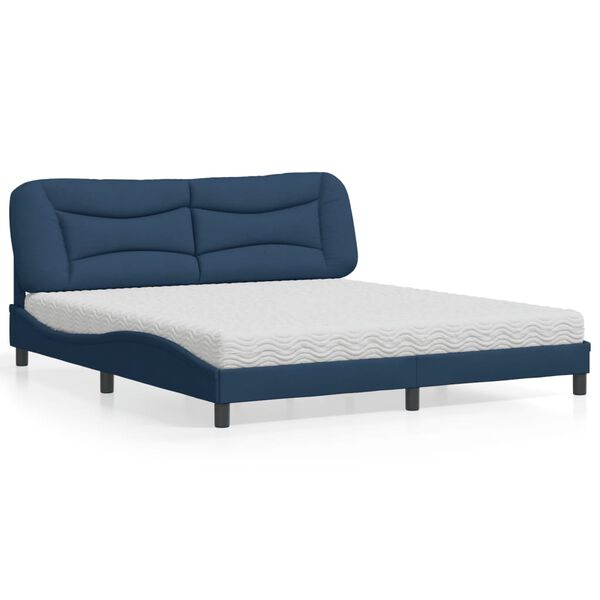 vidaXL Bett mit Matratze "Hvar" Blau 180x200 cm Stoff