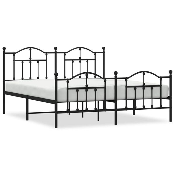 vidaXL Metallbett ohne Matratze mit Fußteil Schwarz 160x200 cm