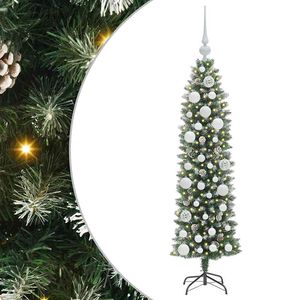 vidaXL K&uuml;nstlicher schlanker Weihnachtsbaum Gr&uuml;n und Wei&szlig; 120 cm