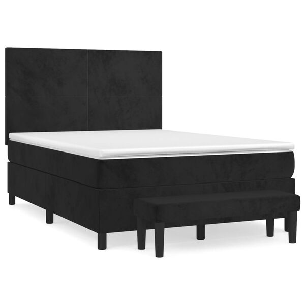 vidaXL Boxspringbett mit Matratze Schwarz 140x200 cm Samt