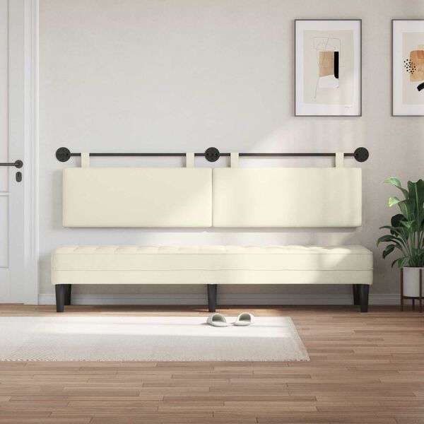 vidaXL H&auml;ngevorderseite Wandmontiert Creme 210 x 55 x 5 cm Cordstoff