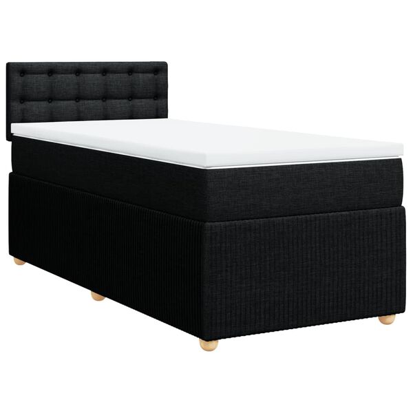 vidaXL Boxspringbett mit Matratze Schwarz 90x200 cm Stoff