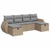 vidaXL 6-tlg. Garten-Sofagarnitur mit Kissen Beige Poly Rattan