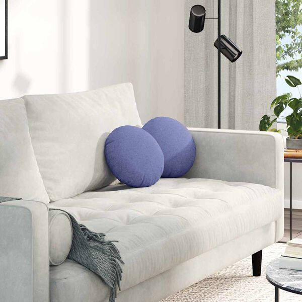 vidaXL Sitzkissen 2 pcs Jeans blau &Oslash;30 x 13 cm Stoff