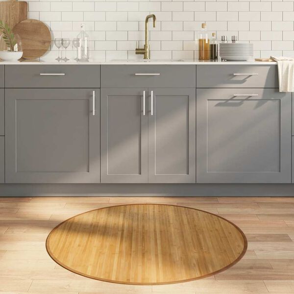 vidaXL Teppich Rund Natur 100 cm Bambus