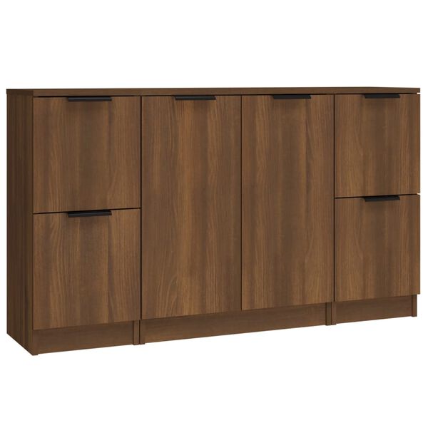 vidaXL Sideboards 3 Stk. Braun Eichen-Optik Holzwerkstoff