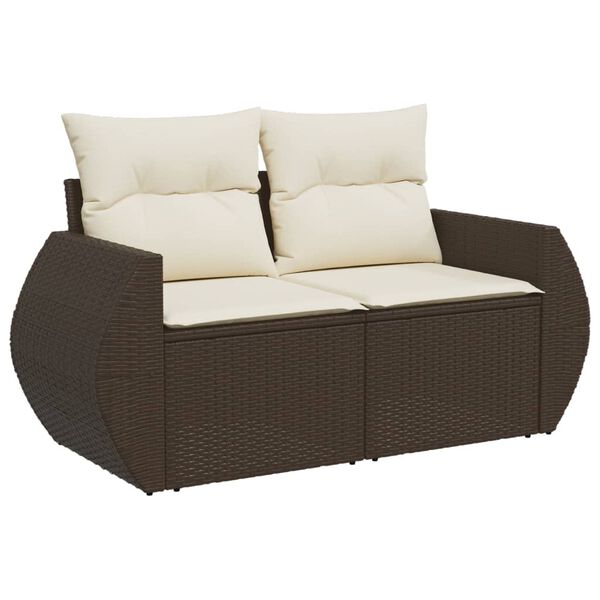 vidaXL 7-tlg. Garten-Sofagarnitur mit Kissen Braun Poly Rattan