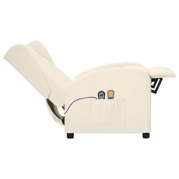 vidaXL Ohrensessel mit Massagefunktion Elektrisch Creme Kunstleder