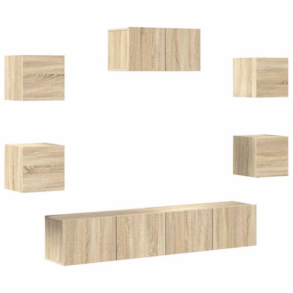 vidaXL 7-tlg. TV-Schrank-Set Sonoma-Eiche Holzwerkstoff