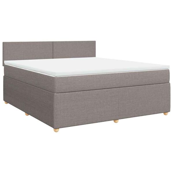 vidaXL Boxspringbett mit Matratze Taupe 180x200 cm Stoff