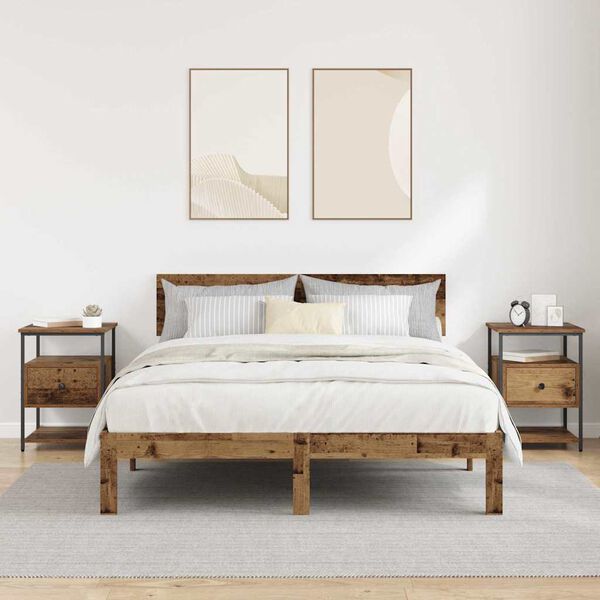 vidaXL Nachttisch 2 pcs Altholz 40 x 42 x 56 cm Holzwerkstoff