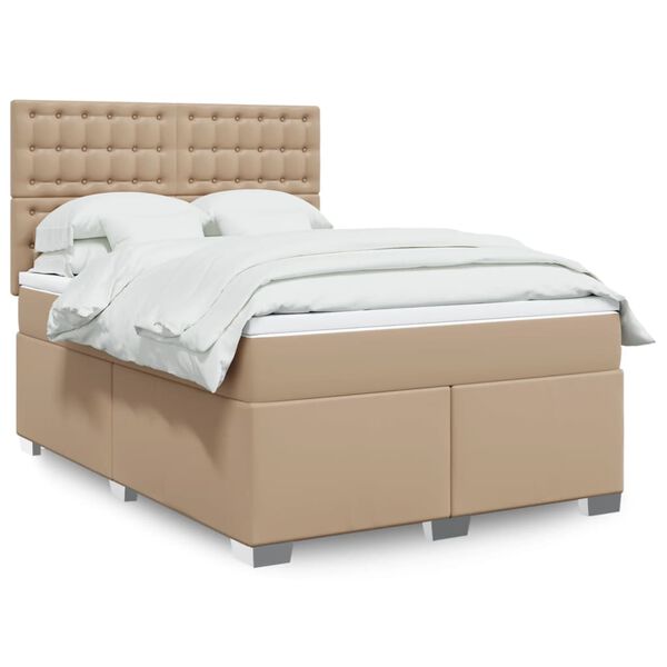 vidaXL Boxspringbett Matratze Cappuccino-Braun 140x190cm Kunstleder
