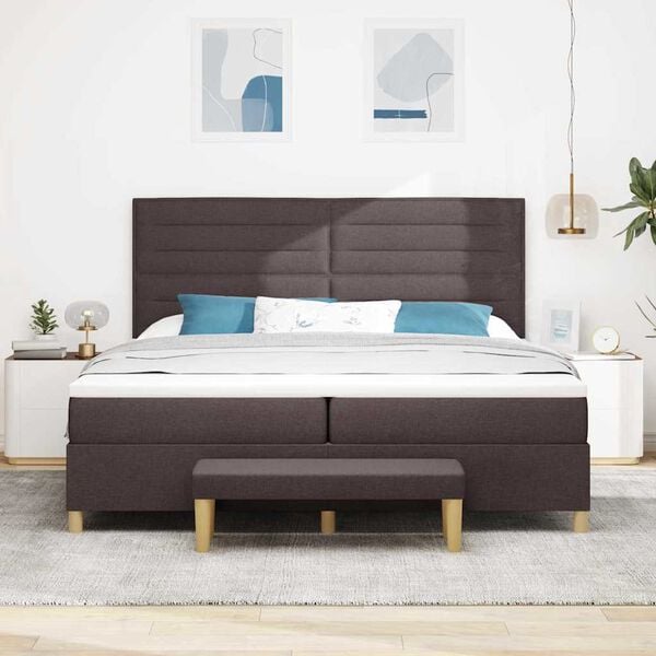 vidaXL Boxspringbett mit Matratze Dunkelbraun 200 x 200 cm Stoff
