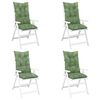 vidaXL Gartenstuhlauflagen f&uuml;r Hochlehner 4Stk. Blattmuster 120x50x7cm