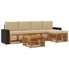 vidaXL Outdoor-Sofagarnitur mit Kissen 6 pcs Natur und Beige