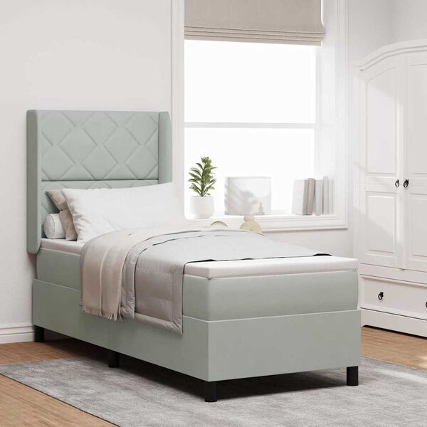 vidaXL Boxspringbett mit LED-Lichtleisten Hellgrau 80 x 200 cm Samt