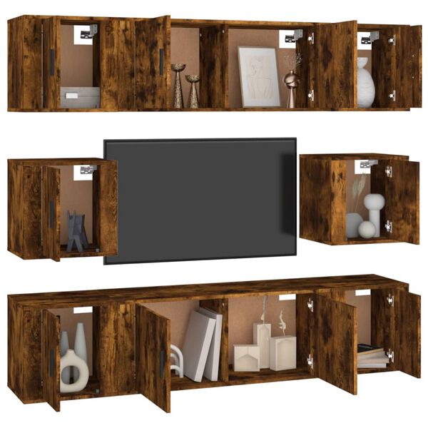 vidaXL 8-tlg. TV-Schrank-Set Räuchereiche Holzwerkstoff