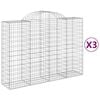 vidaXL Gabionen mit Hochbogen 3 Stk. 200x50x140/160cm Verzinktes Eisen
