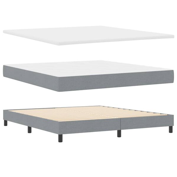 vidaXL Boxspringbett mit Matratze Hellgrau 180 x 200 cm Stoff