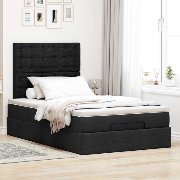 vidaXL Ottoman-Bett mit Matratze Schwarz 120x200 cm Stoff