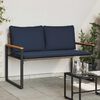 vidaXL Bank mit Kissen Grau und Marineblau 115 x 65 x 72 cm Rattan