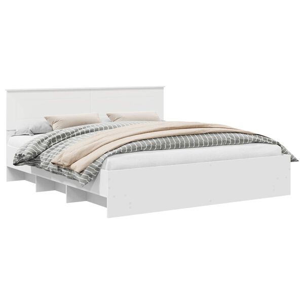 vidaXL Bettrahmen mit Kopfteil Wei&szlig; 200 x 200 cm Holzwerkstoff