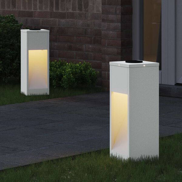 vidaXL Solar LED Wegeleuchte 2 pcs Weiß Kalt gewalzter Stahl