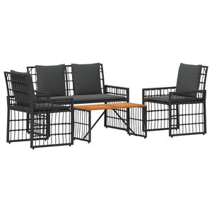 vidaXL Gartenm&ouml;bel Set 4 stk. Schwarz und Dunkelgrau