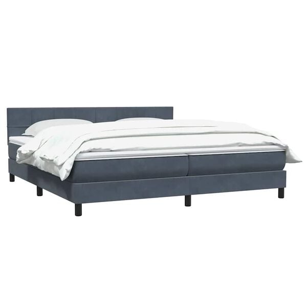 vidaXL Boxspringbett mit Matratze Dunkelgrau 180x210 cm Samt
