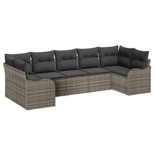 vidaXL Garten-Sofa-Set 7 stk. Grau Poly Rattan