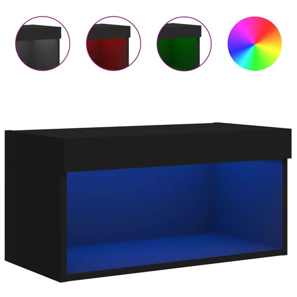 vidaXL TV-Schrank mit LED-Leuchten Schwarz 60x30x30 cm