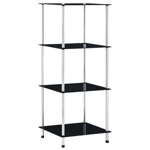 vidaXL Regal mit 4 Ablagen Schwarz 40x40x100 cm Hartglas