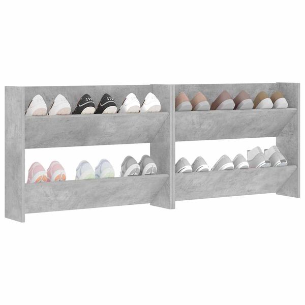 vidaXL Wand-Schuhschr&auml;nke 2 Stk. Betongrau 80x18x60 cm Holzwerkstoff