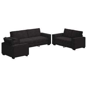vidaXL 3-tlg. Sofagarnitur mit Kissen Schwarz Samt
