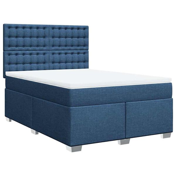 vidaXL Boxspringbett mit Matratze Blau 140x190 cm Stoff