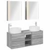 vidaXL Badezimmerm&ouml;bel-Set 5 pcs Grau Sonoma Ingenieurholz und Glas