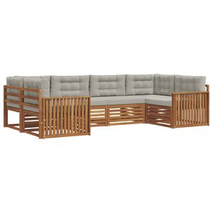 vidaXL Outdoor-Sofagarnitur mit Kissen 6 pcs Nat&uuml;rlich und Hellgrau
