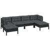 vidaXL 6-tlg. Garten-Lounge-Set mit Kissen Schwarz Kiefernholz