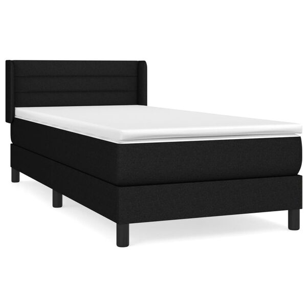 vidaXL Boxspringbett mit Matratze Schwarz 100x200 cm Stoff