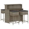 vidaXL 5-tlg. Gartenbar-Set mit Kissen Grau Poly Rattan