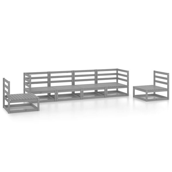 vidaXL 6-tlg. Garten-Lounge-Set Grau Massivholz Kiefer