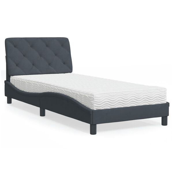 vidaXL Bett mit Matratze Dunkelgrau 90x190 cm Samt