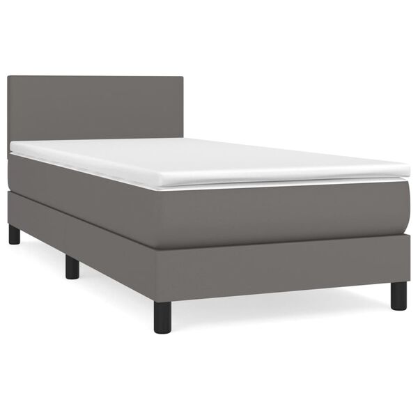 vidaXL Boxspringbett mit Matratze Grau 80x200 cm Kunstleder