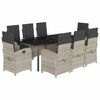 vidaXL 9-tlg. Garten-Essgruppe mit Kissen Hellgrau Poly Rattan