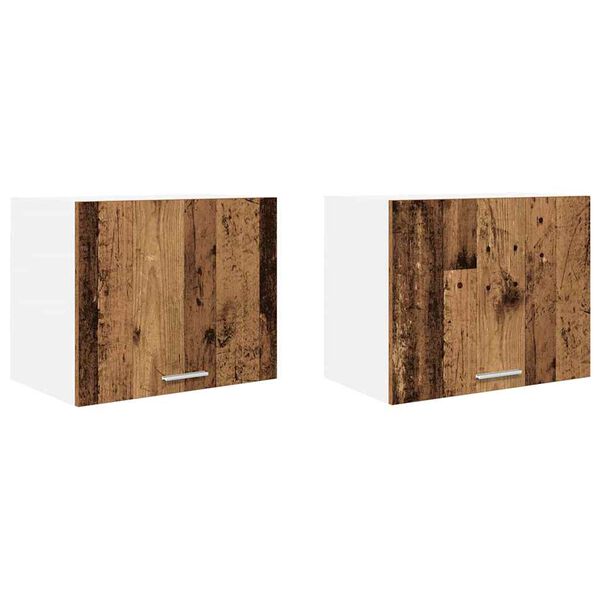 vidaXL H&auml;ngeschrank mit T&uuml;r 2 pcs Altes Holz und Wei&szlig; 50 x 31 x 40 cm