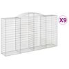 vidaXL Gabionen mit Hochbogen 9 Stk. 300x50x160/180cm Verzinktes Eisen